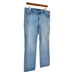 Simply Vera Vera Wang Skinny Jeans Embroidered Women Size 12 Capri Light Denim